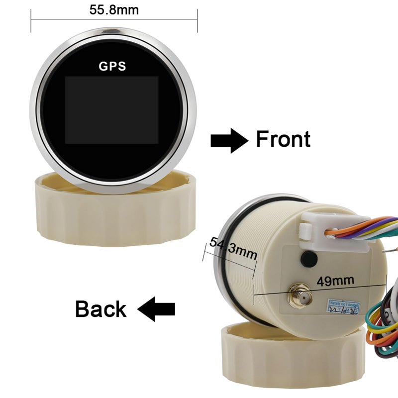 Geloo عداد سرعة GPS رقمي 52 مم 2" - عداد سرعة ومقياس مسافة مقاوم للماء مع هوائي GPS - قابل للتعديل للبحرية، السيارة، الشاحنة، القارب - حماية ضد الضباب 9-32 فولت - Image 5